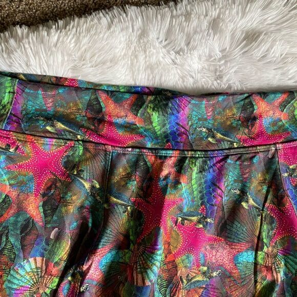 Donajo Modest Skirted Crop Leggings Turtles Starfish Women’s Size 3 Multicolor - Picture 5 of 9